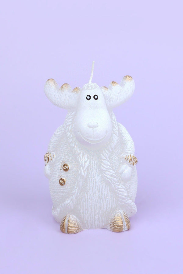 G Decor Winter Wonderland Reindeer Candle In Overcoat