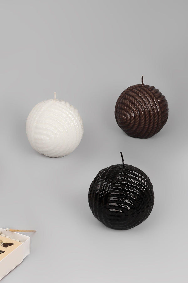 g decor Wool Ball Detailed Pattern Lacquered Sphere Ball Candles