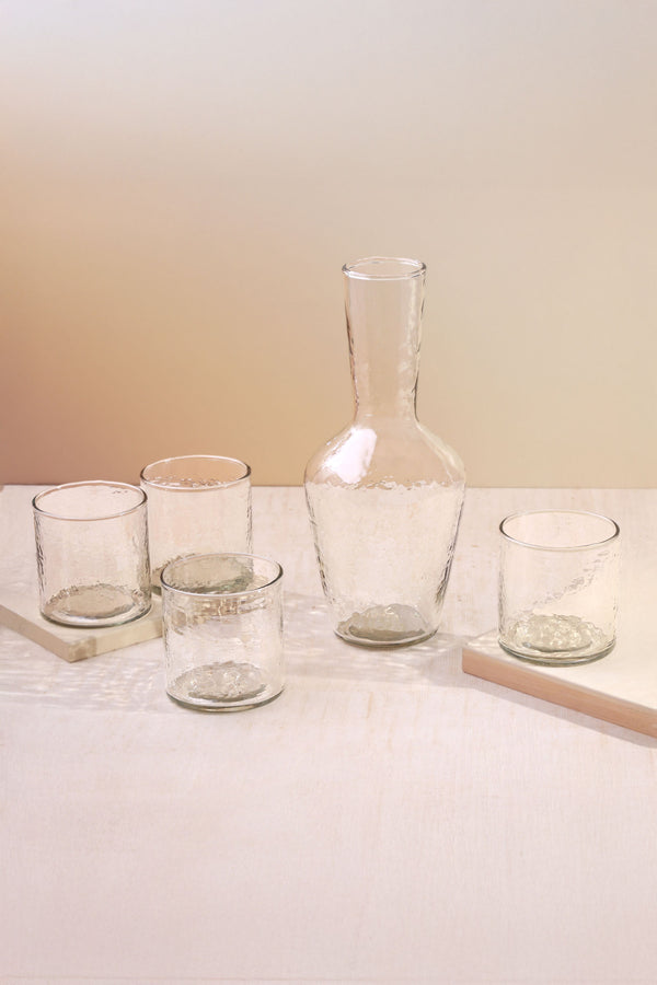 G Decor Yaki Handmade Hammered Glass – Set Of 4 Tumblers Or Jug Artistic Design For Water Juice & Table Use Jug