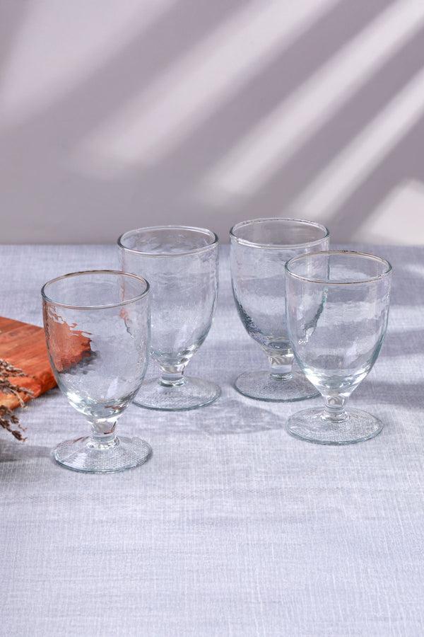 G Decor Yaki Set Of 4 Handmade Hammered Glass Wine Goblets Handblown Stemmed Glasses Set Of 4