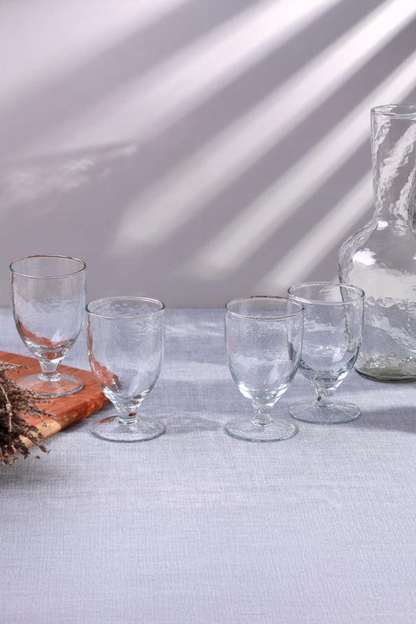 g decor Yaki Set of 4 Handmade Hammered Glass Wine Goblets Handblown Stemmed Glasses Set of 4