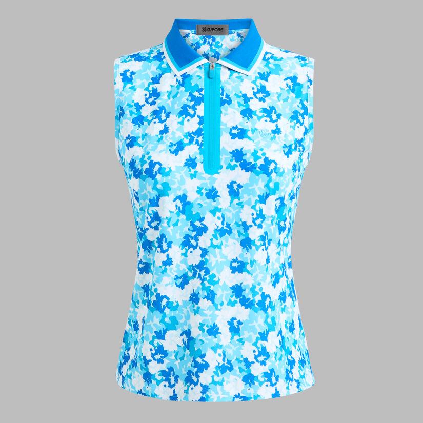 g fore CAMO FLORAL TECH PIQUÉ SLEEVELESS POLO