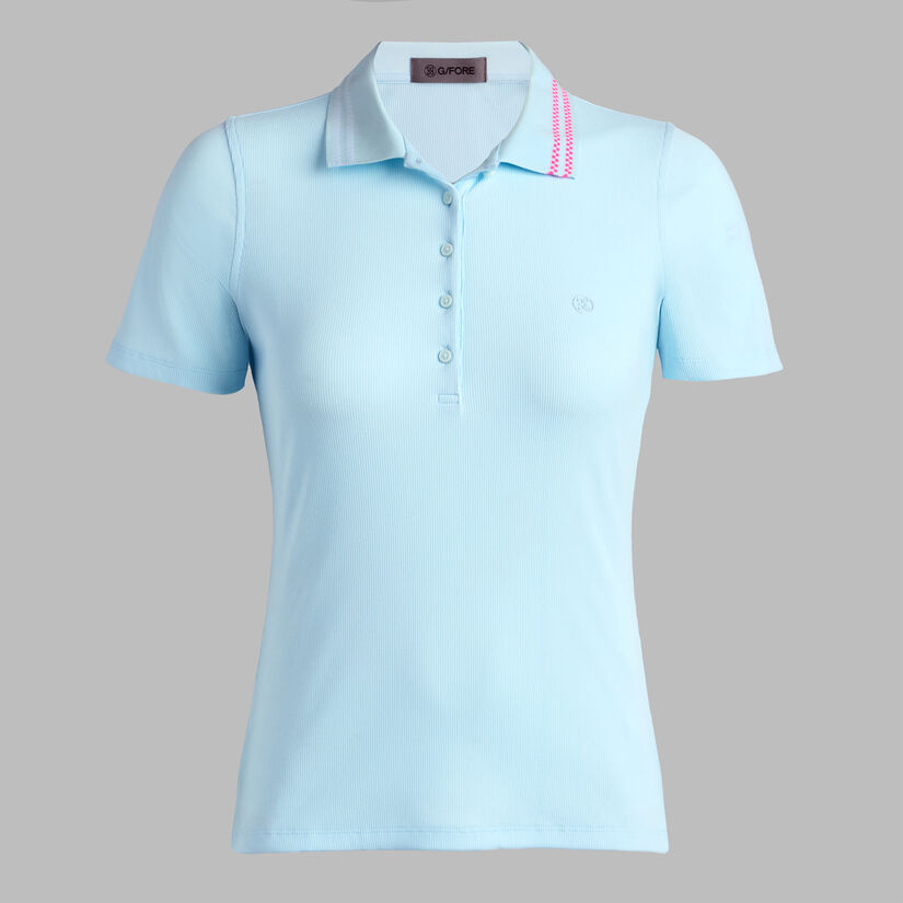 g fore CHECKERED COLLAR RIBBED TECH POLO
