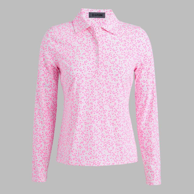 g fore DITSY FLORAL TECH JERSEY LONG SLEEVE POLO