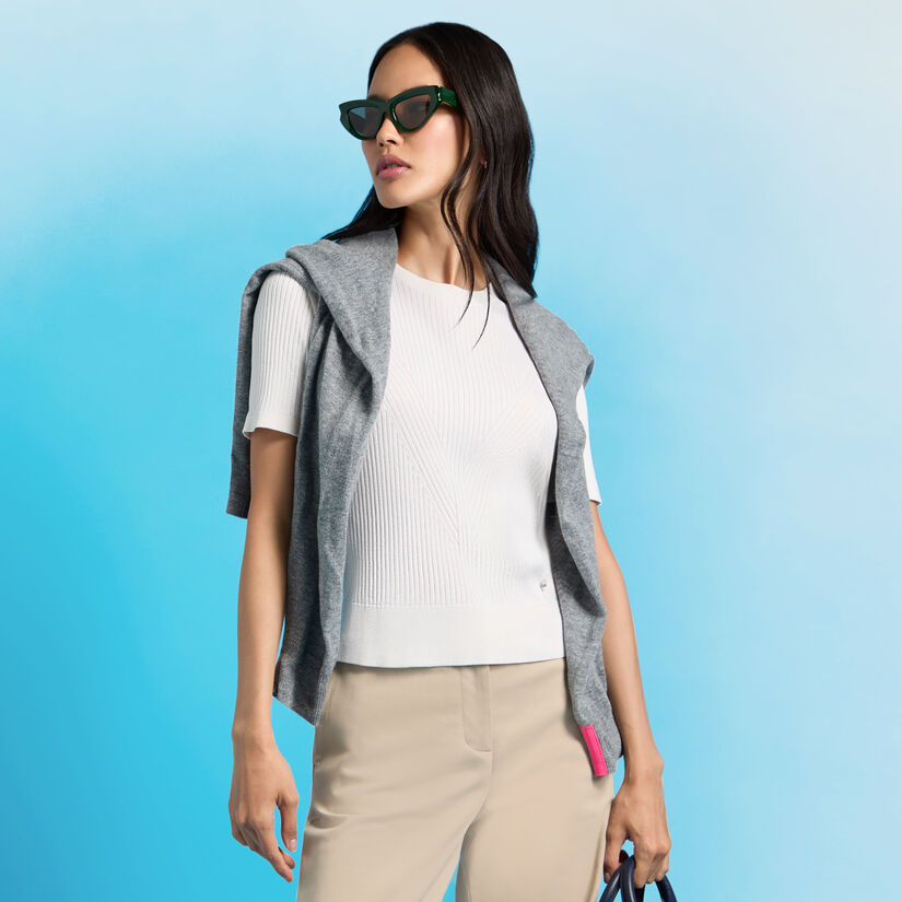 g fore RIBBED SILK & COTTON SWEATER TEE