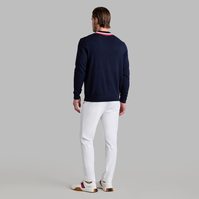 G Fore LTD RELEASE 2025 RYDER CUP COLOUR BLOCK INTARSIA CREWNECK MERINO WOOL SWEATER