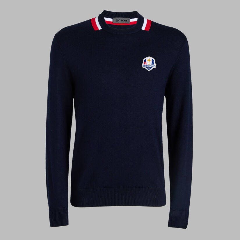 g fore LTD RELEASE 2025 RYDER CUP COLOUR BLOCK INTARSIA CREWNECK MERINO WOOL SWEATER