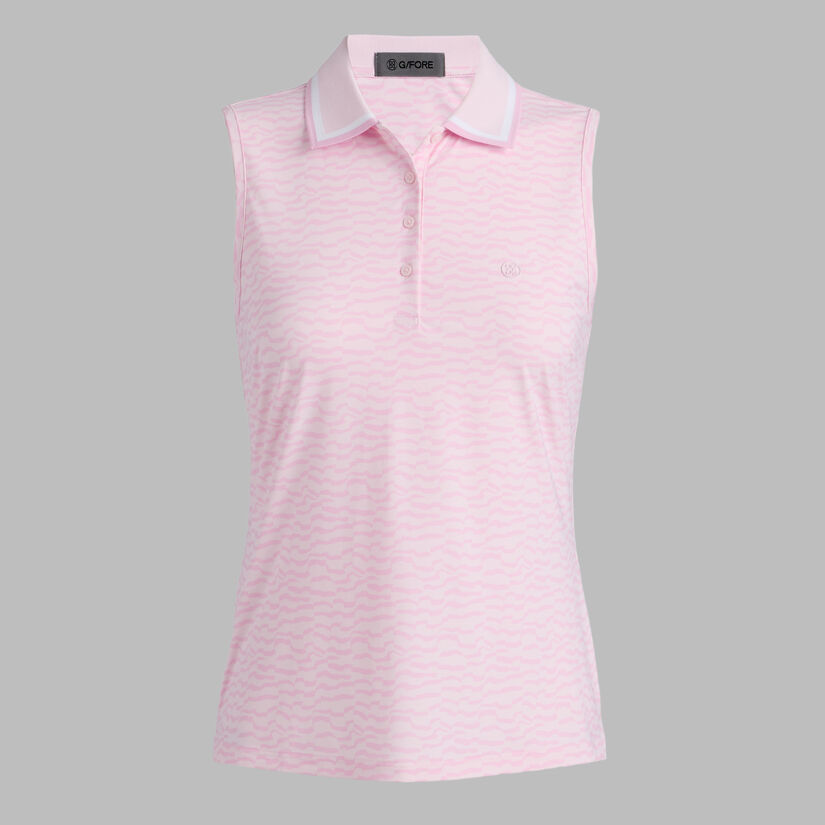 g fore SPLIT STRIPE SILKY TECH NYLON SLEEVELESS POLO