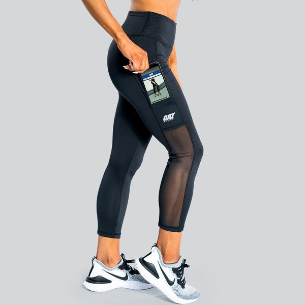 g.a.t. GAT Sport High-Waisted Performance 7/8 Leggings for Women - Black