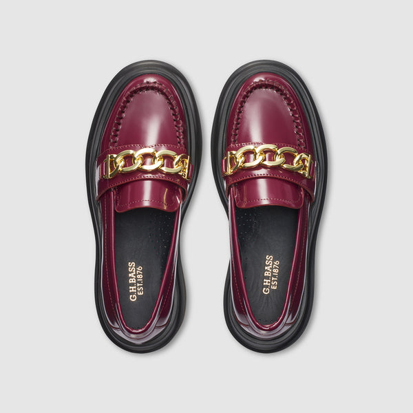 G.h. Bass & Co WOMENS ELLA PLATFORM CHAIN LOAFER Wine