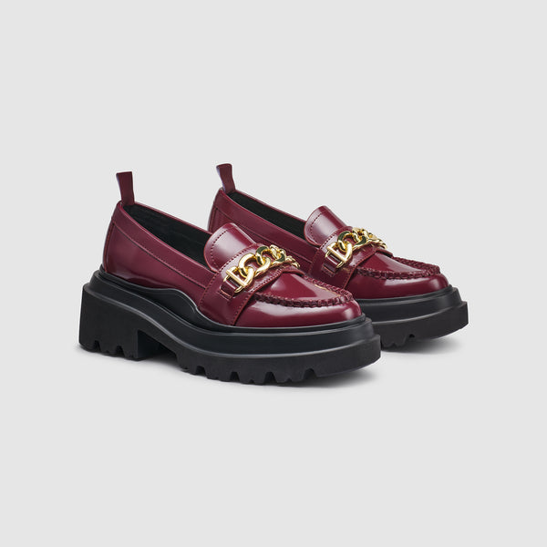 g.h. bass & co WOMENS ELLA PLATFORM CHAIN LOAFER Wine