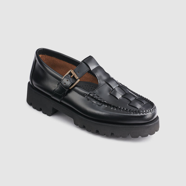 g.h. bass & co WOMENS MARY JANE FISHERMAN SUPER LUG WEEJUNS LOAFER Black