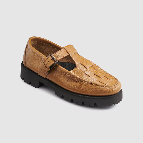 g.h. bass & co WOMENS MARY JANE FISHERMAN SUPER LUG WEEJUNS LOAFER Brown