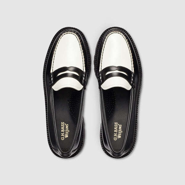 G.h. Bass & Co WOMENS WHITNEY SUPER LUG WEEJUNS LOAFER Black/White