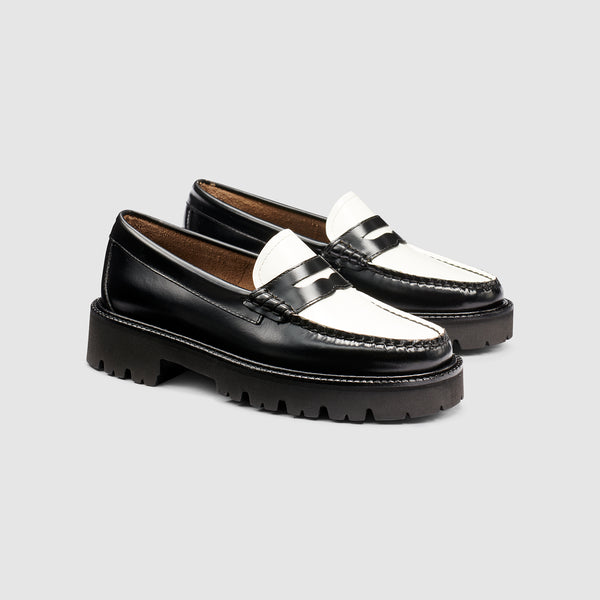 g.h. bass & co WOMENS WHITNEY SUPER LUG WEEJUNS LOAFER Black/White