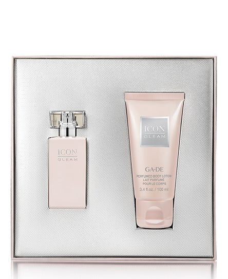 ga de ICON GLEAM A perfume set that includes ICON GLEAM Eau De Parfum Spray 50ml and  Body Lotion 100ml