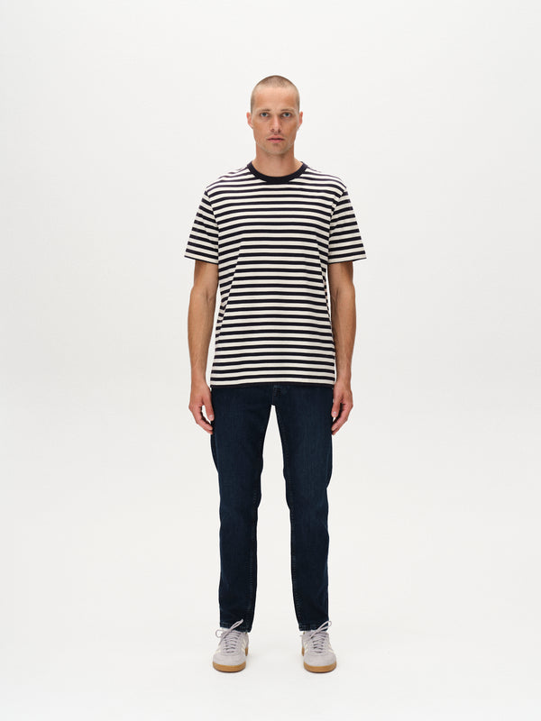 Gabba Dune Logo Stripes SS GOTS Navy Stripe