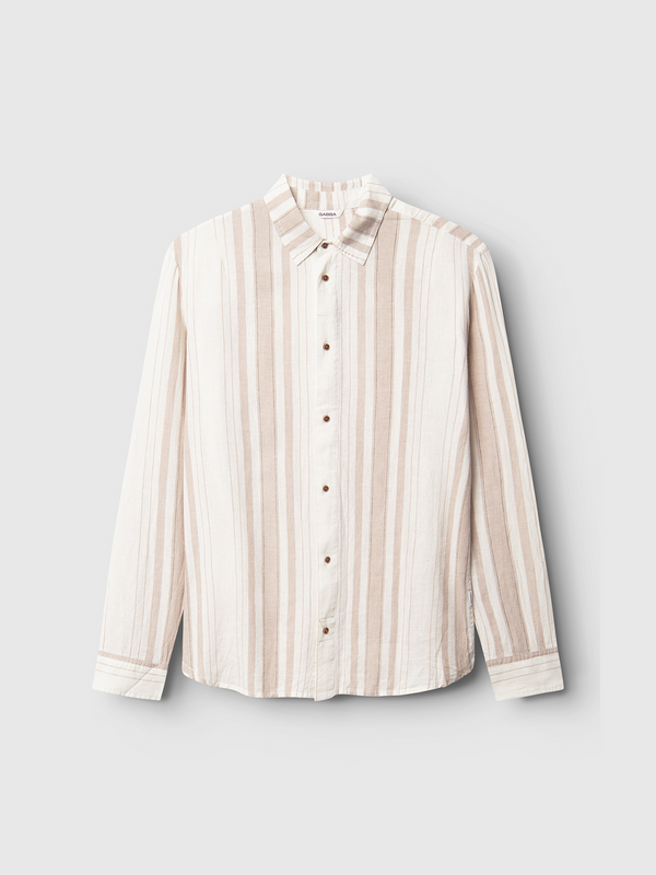 gabba Sven Reg Lino Stripes LS Beige Stripe