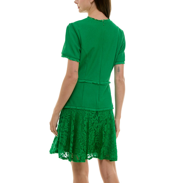 gabby Skye DANNY & NICOLE BOUCLE LACE TRIM DROP WAIST DRESS - EXCHANGES ONLY JADE