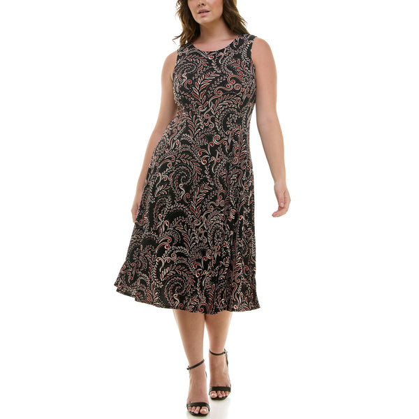 Gabby Skye DANNY & NICOLE MULTI-PANEL CONTRAST PATTERN JACKET DRESS SET - EXCHANGES ONLY HENNA/BLACK