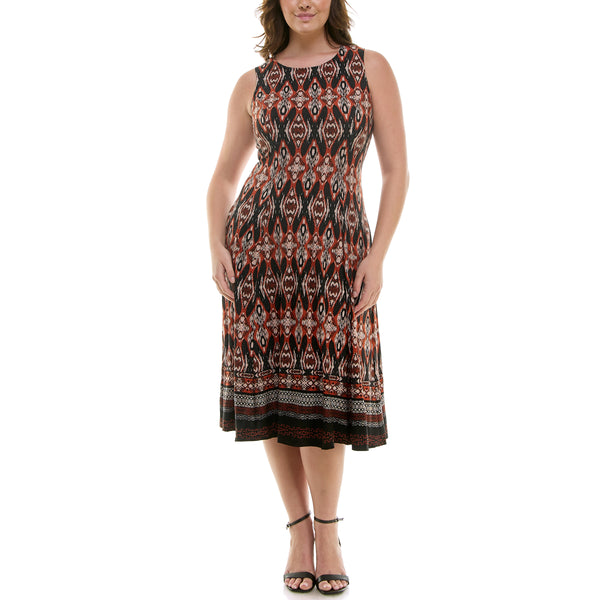 Gabby Skye DANNY & NICOLE MULTI-PANEL CONTRAST PATTERN JACKET DRESS SET - EXCHANGES ONLY HENNA/BLACK/TAN
