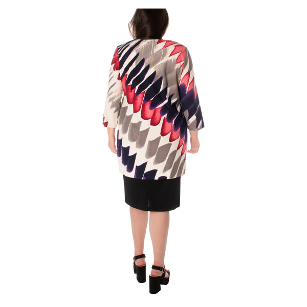 Gabby Skye DANNY & NICOLE MULTICOLOR BRUSHSTROKE PRINT CURVE JACKET DRESS SET - EXCHANGES ONLY CREAM/EGGPLNT/CRIMSN