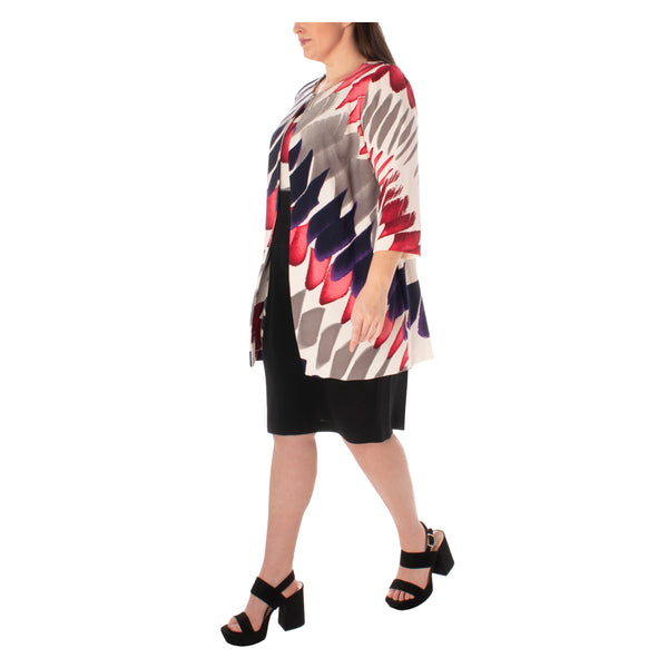 Gabby Skye DANNY & NICOLE MULTICOLOR BRUSHSTROKE PRINT CURVE JACKET DRESS SET - EXCHANGES ONLY CREAM/EGGPLNT/CRIMSN