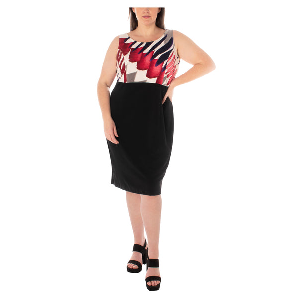 Gabby Skye DANNY & NICOLE MULTICOLOR BRUSHSTROKE PRINT CURVE JACKET DRESS SET - EXCHANGES ONLY CREAM/EGGPLNT/CRIMSN