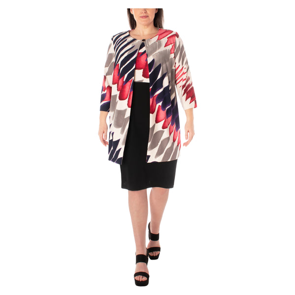 gabby skye DANNY & NICOLE MULTICOLOR BRUSHSTROKE PRINT CURVE JACKET DRESS SET - EXCHANGES ONLY CREAM/EGGPLNT/CRIMSN gabby skye DANNY & NICOLE MULTICOLOR BRUSHSTROKE PRINT CURVE JACKET DRESS SET - EXCHANGES ONLY CREAM/EGGPLNT/CRIMSN