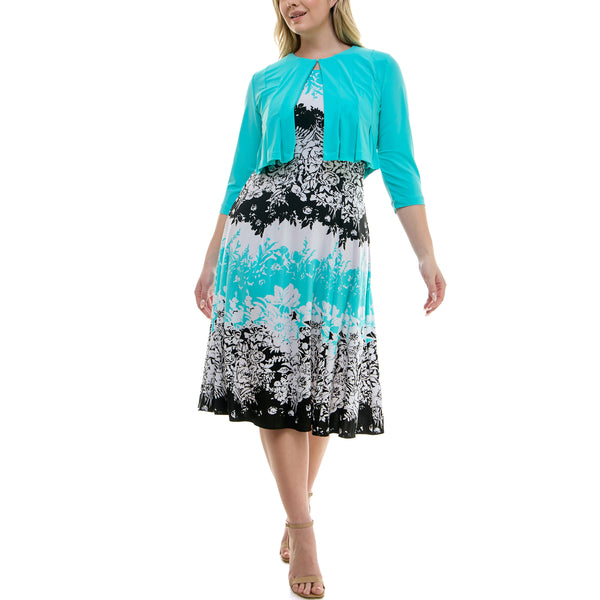 gabby skye DANNY & NICOLE MULTICOLOR FLORAL PATTERN JACKET DRESS SET - EXCHANGES ONLY AQUA/IVORY/BLACK gabby skye DANNY & NICOLE MULTICOLOR FLORAL PATTERN JACKET DRESS SET - EXCHANGES ONLY AQUA/IVORY/BLACK