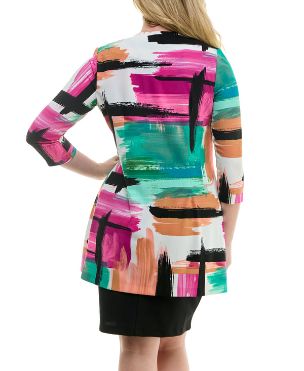 Gabby Skye DANNY & NICOLE PAINTSTROKE JACKET DRESS SET - EXCHANGES ONLY IVORY/FUCHSIA/CORAL