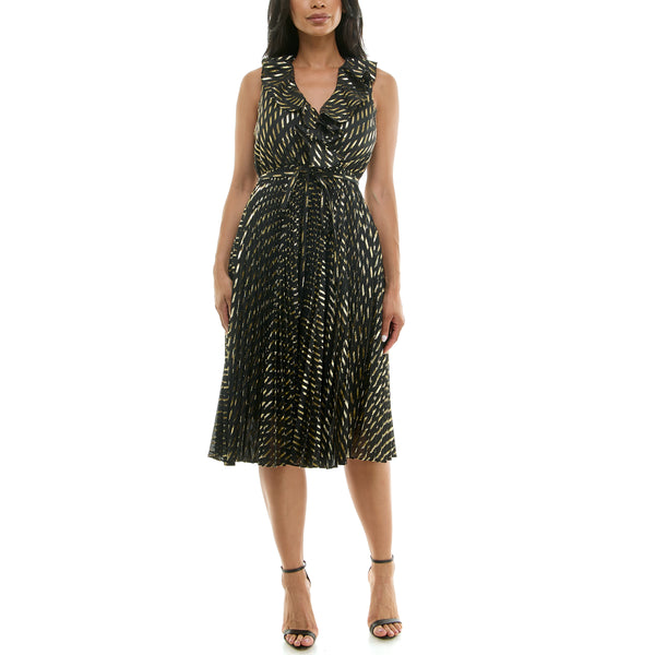 gabby skye DANNY & NICOLE SLEEVELESS GEOMETRIC GOLD ACCENT MIDI DRESS - EXCHANGES ONLY BLACK/GOLD gabby skye DANNY & NICOLE SLEEVELESS GEOMETRIC GOLD ACCENT MIDI DRESS - EXCHANGES ONLY BLACK/GOLD