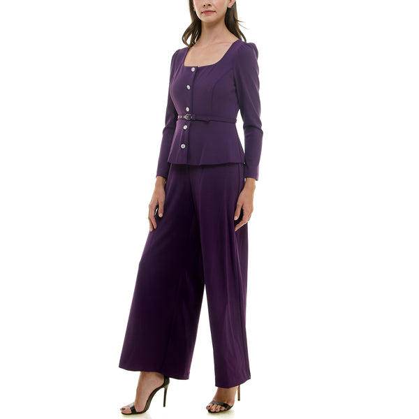 Gabby Skye MAISON TARA BODICE LINED BELTED JUMPSUIT Black