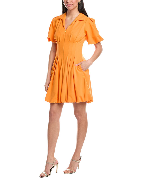 gabby skye MAISON TARA CREPE POINT COLLAR BUBBLE HEM MINI DRESS WITH POCKETS MANGO