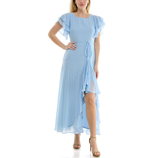gabby skye MAISON TARA FLUTTER SLEEVE CHIFFON SHEATH MAXI DRESS POWDER BLUE gabby skye MAISON TARA FLUTTER SLEEVE CHIFFON SHEATH MAXI DRESS POWDER BLUE