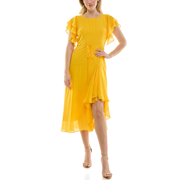 gabby skye MAISON TARA FLUTTER SLEEVE SLIT HEM MIDI DRESS SUNSHINE gabby skye MAISON TARA FLUTTER SLEEVE SLIT HEM MIDI DRESS SUNSHINE