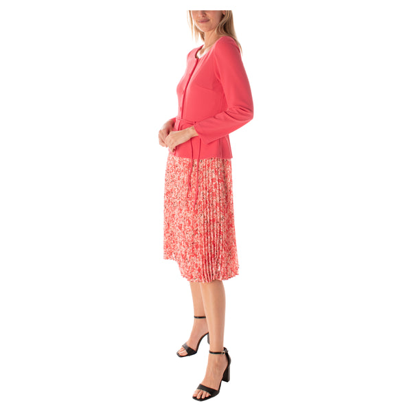 Gabby Skye MAISON TARA MOCK TWO PIECE LINED MIDI DRESS - EXCHANGES ONLY CORAL/IVORY MULTI
