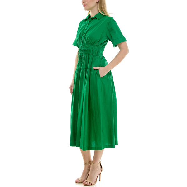 Gabby Skye MAISON TARA OXFORD POPLIN MAXI SHIRT DRESS BRIGHT GREEN