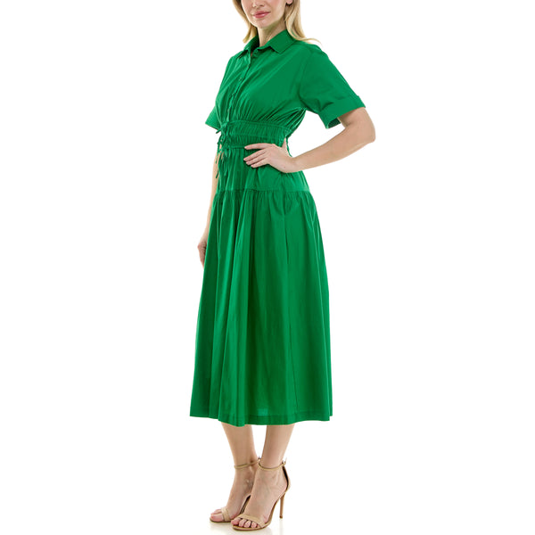 Gabby Skye MAISON TARA OXFORD POPLIN MAXI SHIRT DRESS BRIGHT GREEN