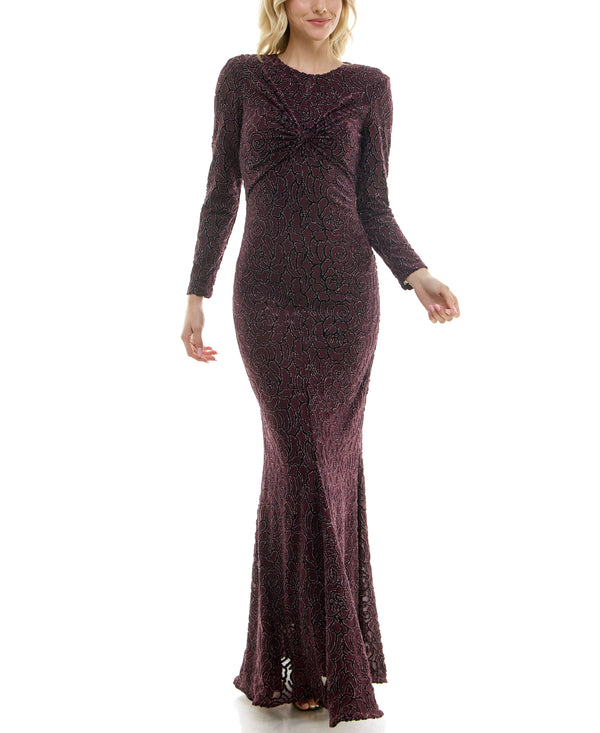 Gabby Skye TAYLOR LONG SLEEVE SEQUIN EMBROIDERED MERMAID GOWN - EXCHANGES ONLY GRAPEVINE
