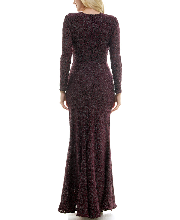 Gabby Skye TAYLOR LONG SLEEVE SEQUIN EMBROIDERED MERMAID GOWN - EXCHANGES ONLY GRAPEVINE