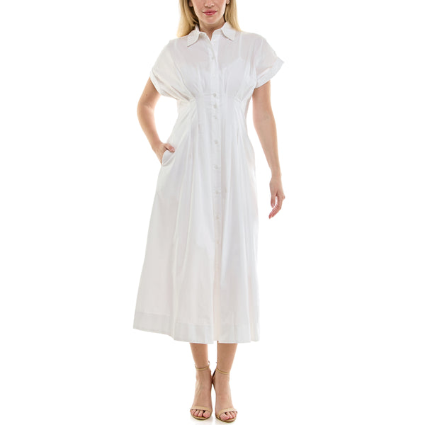 gabby skye TAYLOR SHORT SLEEVE BUTTON DOWN OXFORD MIDAXI SHIRT DRESS WHITE gabby skye TAYLOR SHORT SLEEVE BUTTON DOWN OXFORD MIDAXI SHIRT DRESS WHITE