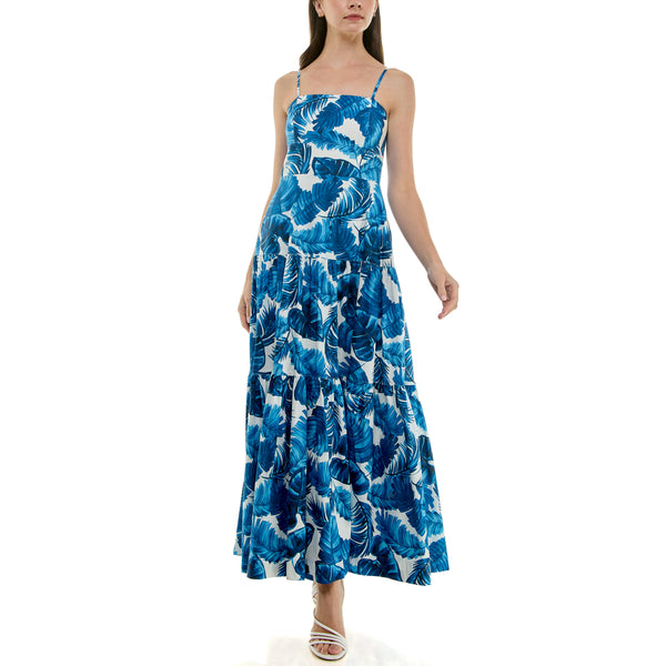 gabby skye TAYLOR SLEEVELESS TROPICAL BANANA LEAF PRINT TIERED MAXI DRESS BLUE/TROPICAL BREEZE gabby skye TAYLOR SLEEVELESS TROPICAL BANANA LEAF PRINT TIERED MAXI DRESS BLUE/TROPICAL BREEZE