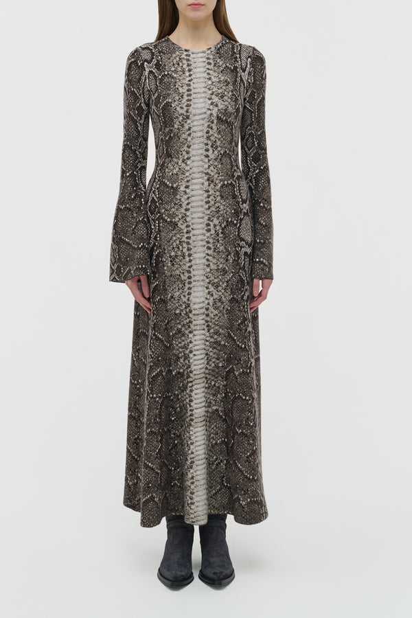 Gabriela Hearst Aalia Knit Maxi Dress In Greyscale Cashmere Silk