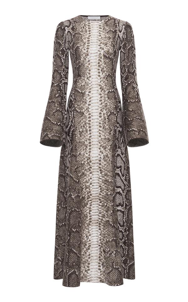 gabriela hearst Aalia Knit Maxi Dress in Greyscale Cashmere Silk