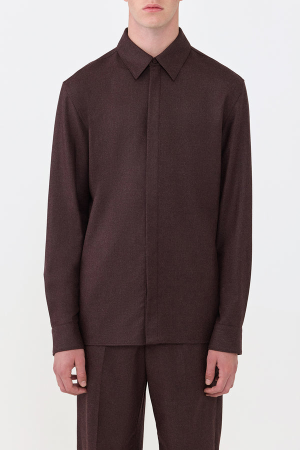 Gabriela Hearst Abbe Shirt In Burnt Sienna Virgin Wool Cashmere