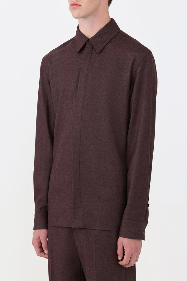 Gabriela Hearst Abbe Shirt In Burnt Sienna Virgin Wool Cashmere