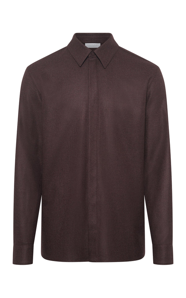 gabriela hearst Abbe Shirt in Burnt Sienna Virgin Wool Cashmere