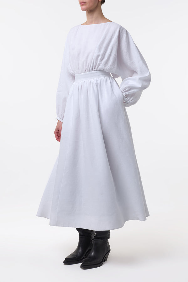 Gabriela Hearst Ahmose Maxi Dress In White Aloe Linen
