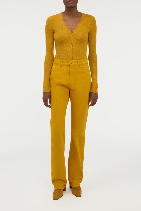 Gabriela Hearst Aiste Knit Cardigan In Golden Birch Cashmere Silk With Hemp